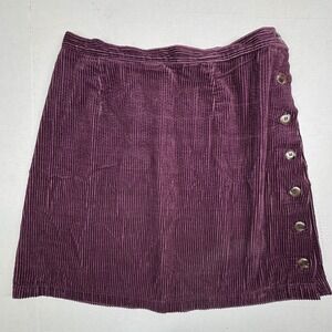 Chelsea Studio Corduroy Skirt Womens 14 Full Side Buttons Purple Retro‎ 70s EUC